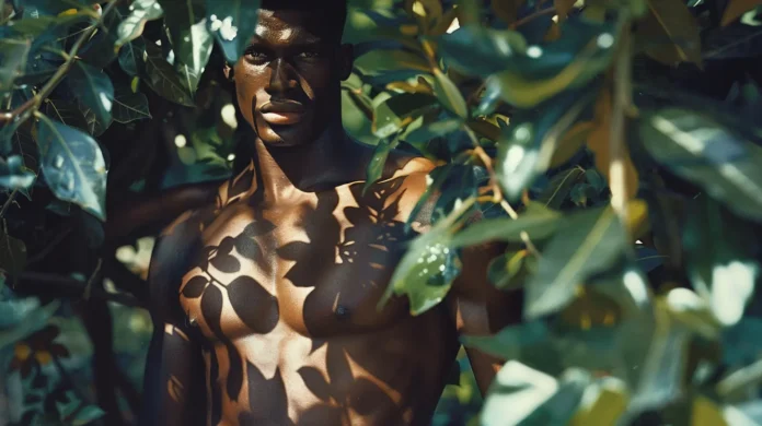 Mentre noi amoreggiamo nel giardino di casa nostra, Karim ci spia dalla siepe, in attesa di unirsi a noi.